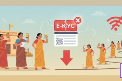 लाडकी बहीण योजनेच्या ई-केवायसीमुळे ग्रामीण महिलांना त्रास; वेबसाइट डाऊन असल्याने पायपीट