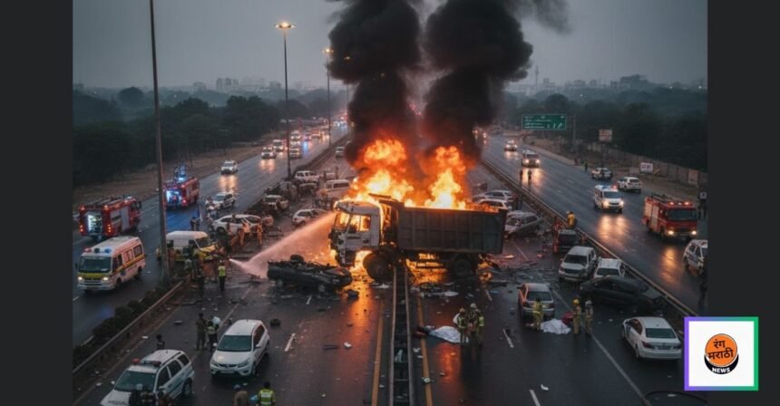 भऱधाव डंपरने भस्मबाण: जयपूर महामार्गावर १० वाहनें धडकली, १३ मृत